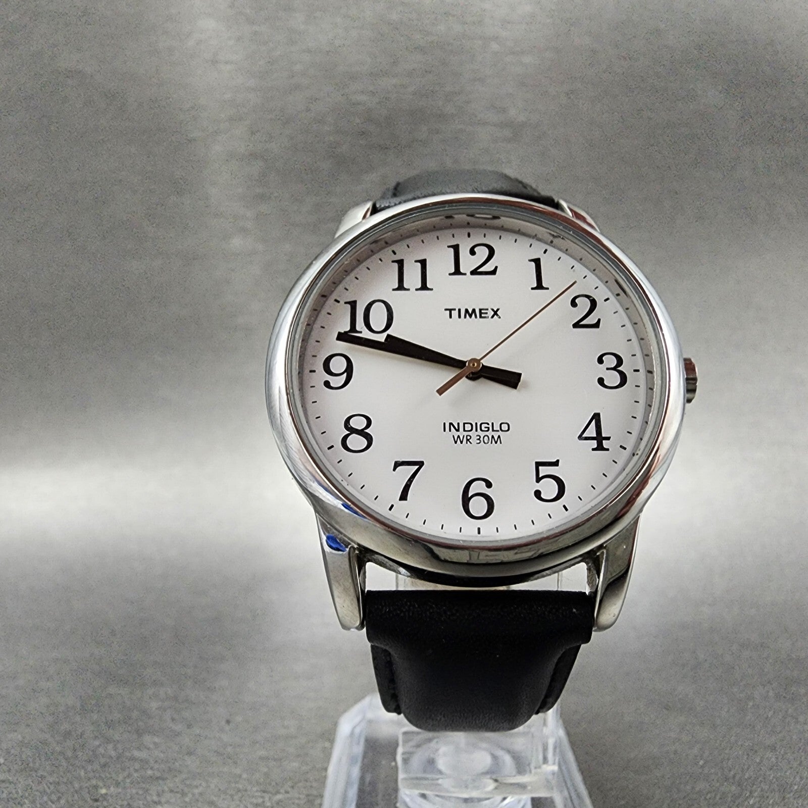 Timex Easy Reader Watch Men 35mm White Dial Silver Tone Indiglo Round New Batt5