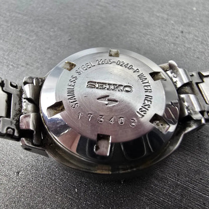 Seiko Automatic Watch Women 23mm White Dial Steel Date 2205-0240 PARTS VTG10