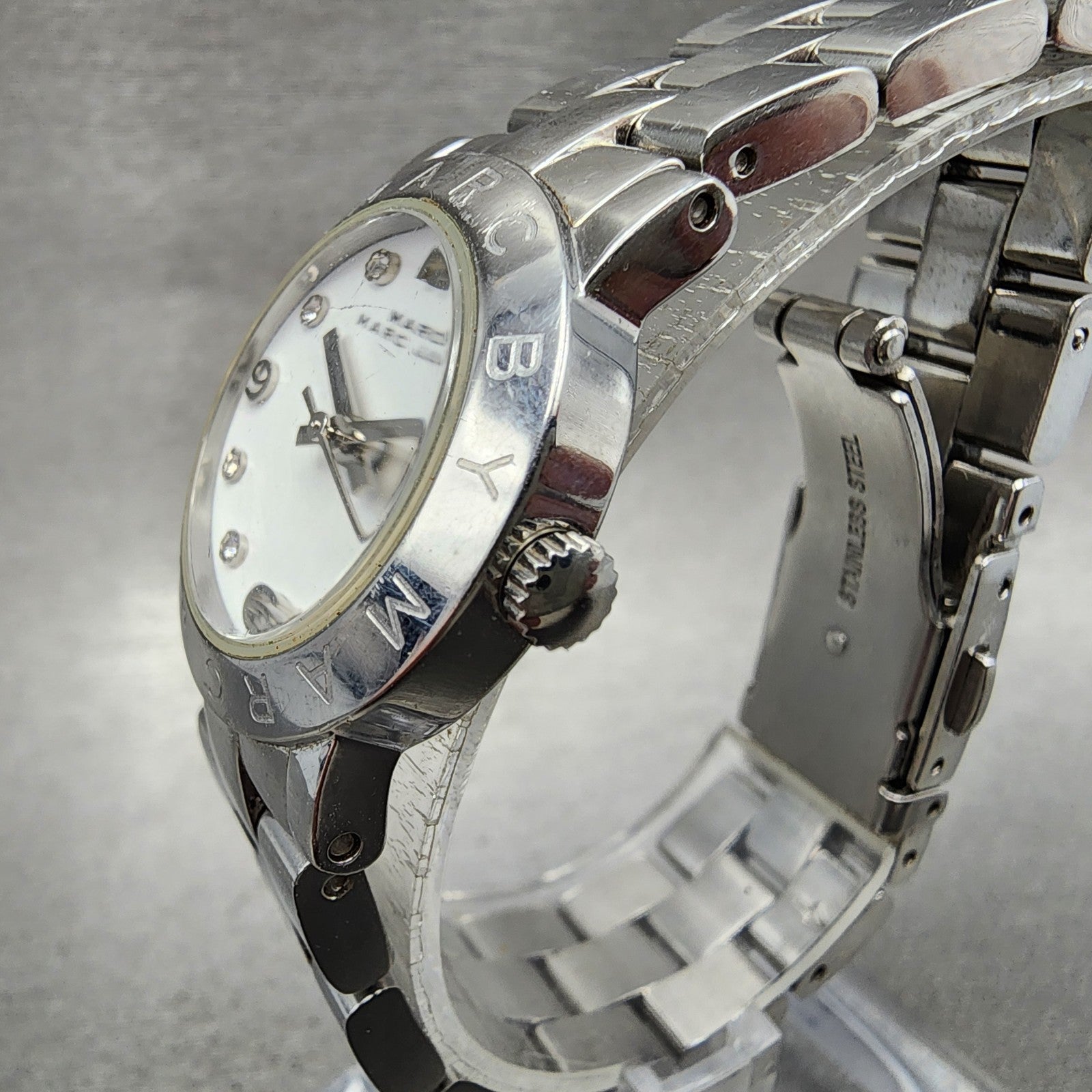 Marc Jacobs Watch Women 25mm White Dial Silver Tone Round MBM3055 New Battery2