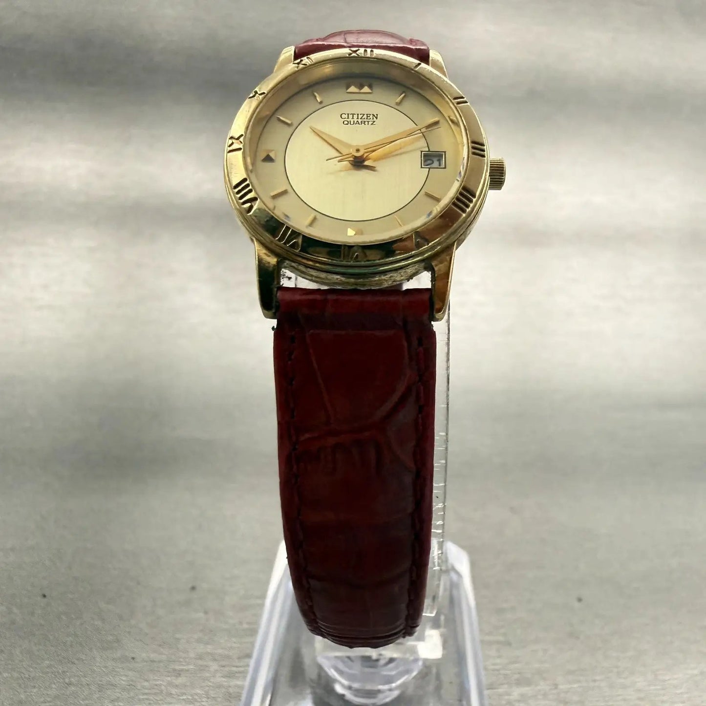 Citizen Watch Women 24mm Gold Dial Gold Tone Date Round 1012-S022703 New Battery5