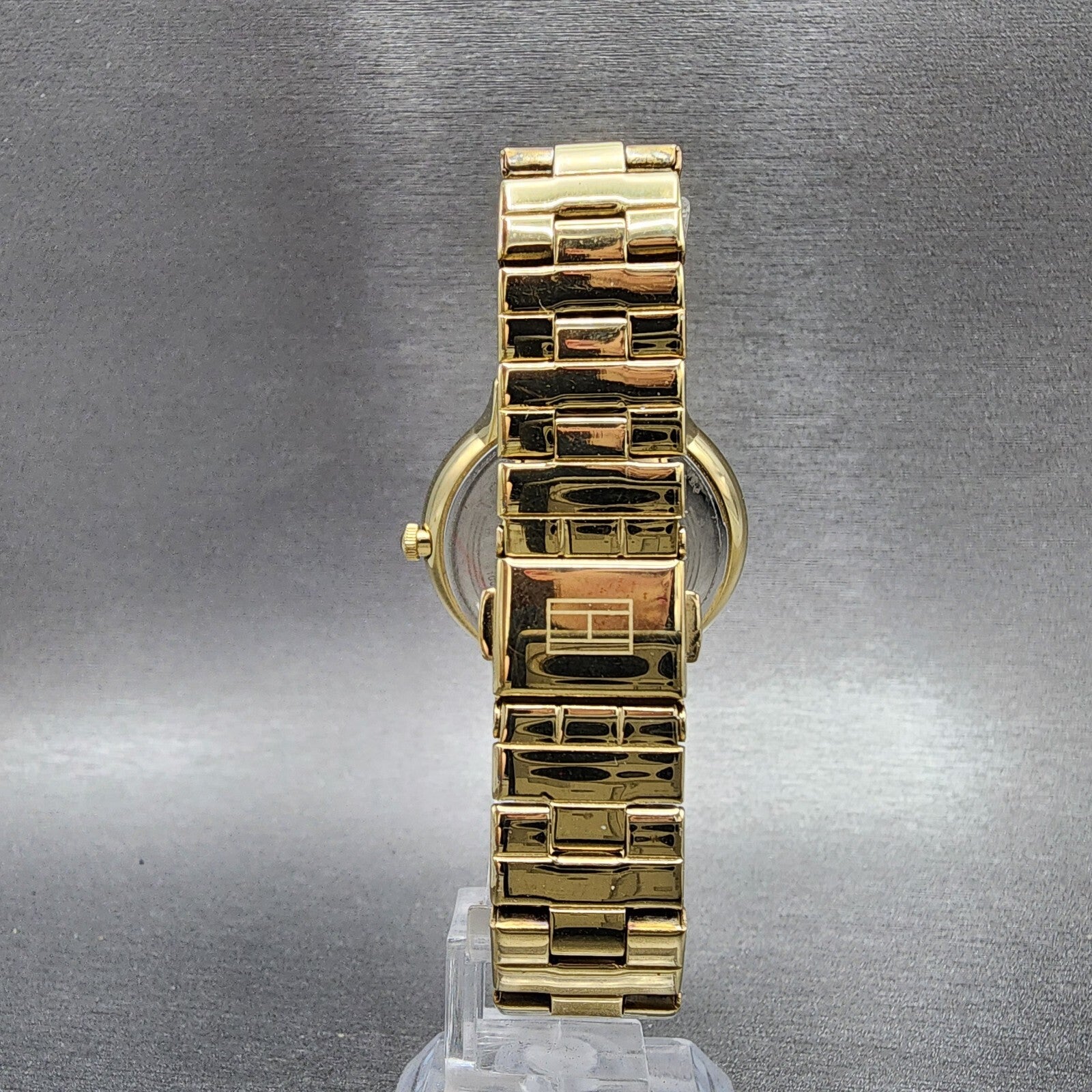 Tommy Hilfiger Watch Women 36mm White Dial Gold Tone Crystal Bezel Round Newbatt7