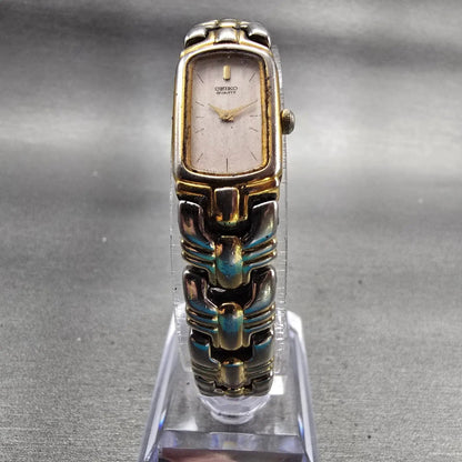 Seiko Watch Women 13mm MOP Dial Two Tone Rectangle 2E20-7049 New Battery Vintage5