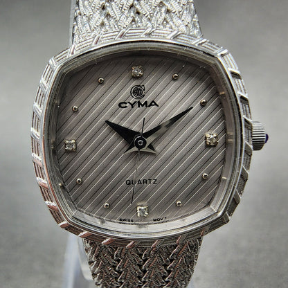 Cyma Watch Women 22mm Silver Dial Silver Tone Rectangle 2002 New Battery1
