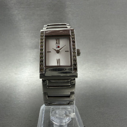 Tommy Hilfiger Tank Watch Women 20mm Silver Dial Silver Tone Rectangle New Batt5
