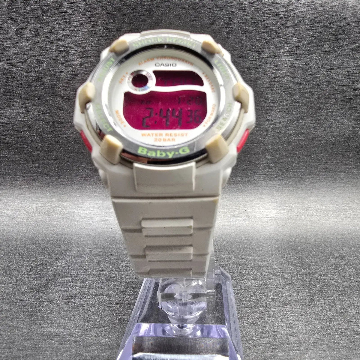 Casio Baby-G BG-3000A Watch Women 40mm Pink White Chronograph Alarm New BatteryP5