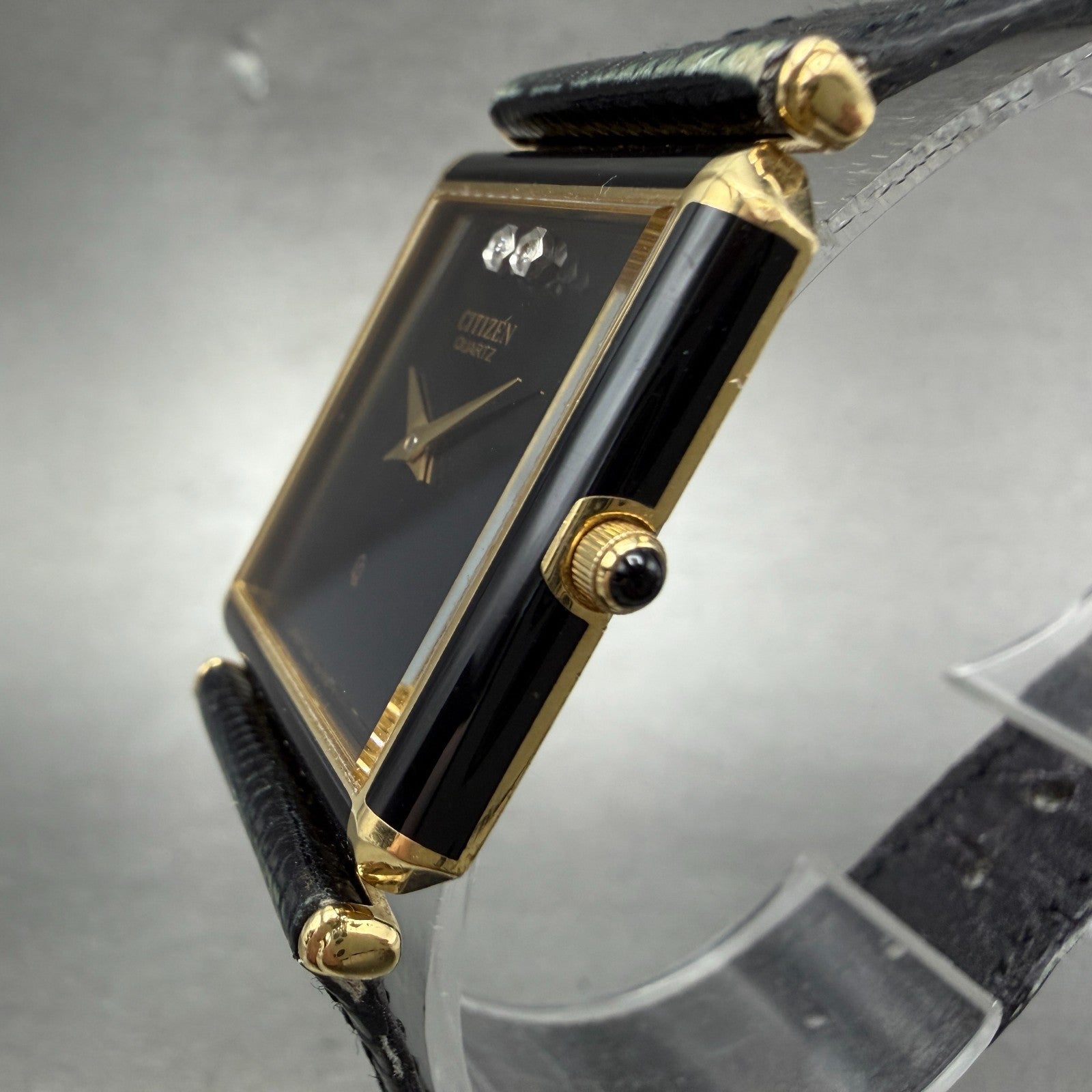 Citizen CQ Tank Watch Men 26mm Black Dial Black & Gold Tone 2820-261399 PARTS3
