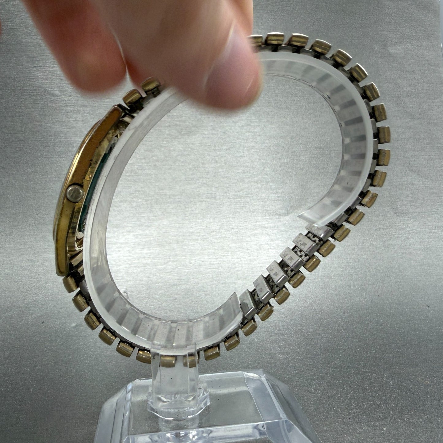 Hamilton Watch Men 34mm Silver Dial Gold Tone Date Round NO CASEBACK PARTS7