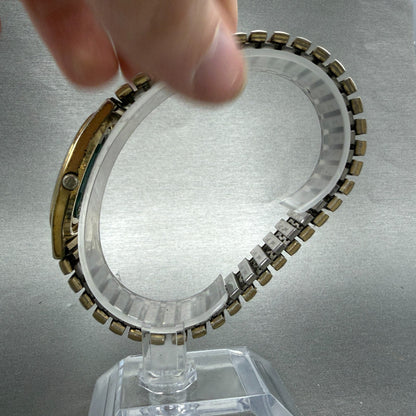 Hamilton Watch Men 34mm Silver Dial Gold Tone Date Round NO CASEBACK PARTS7