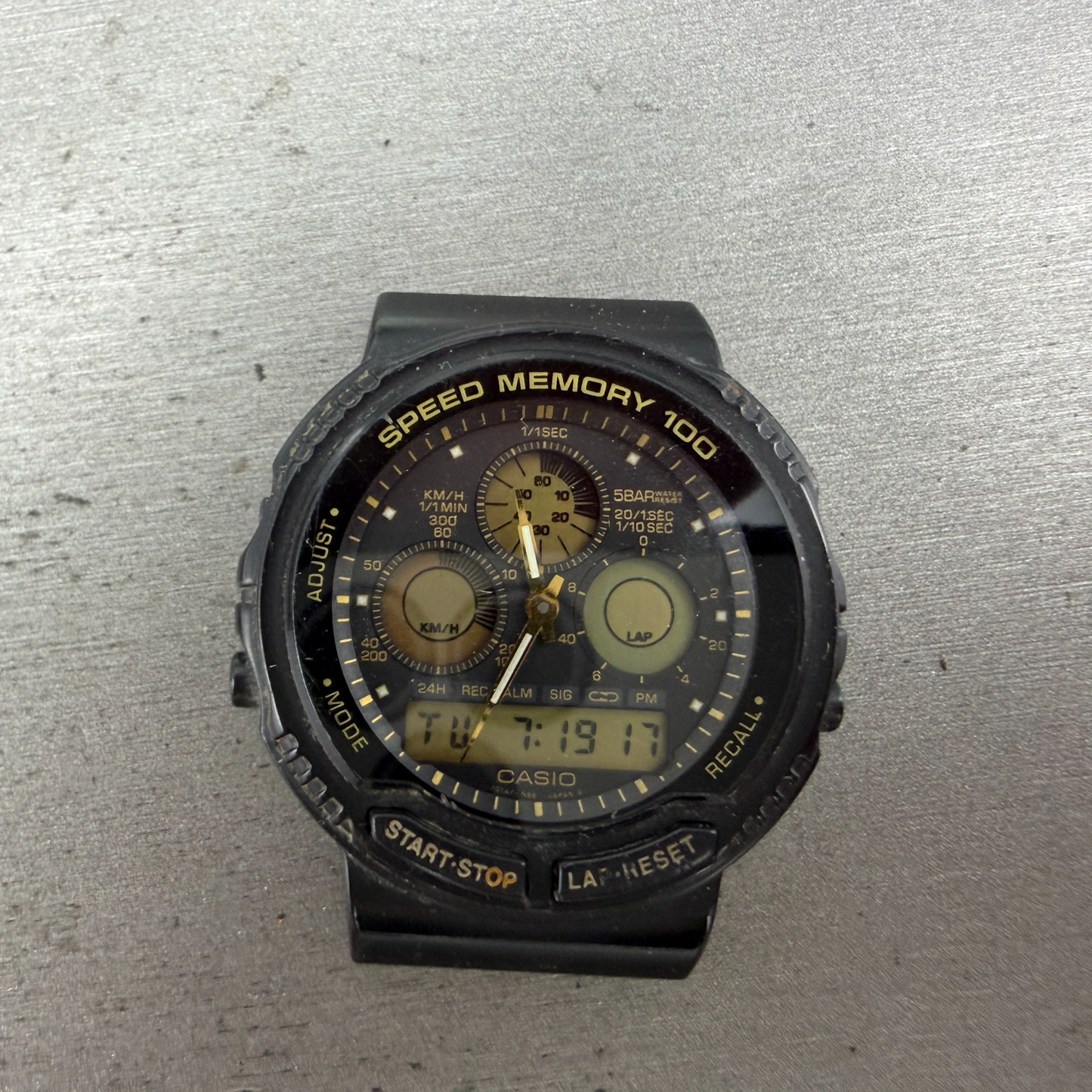 Casio Speed Memory AW-20 Watch Men 41mm Analog Digital Black Tone New Battery BH0