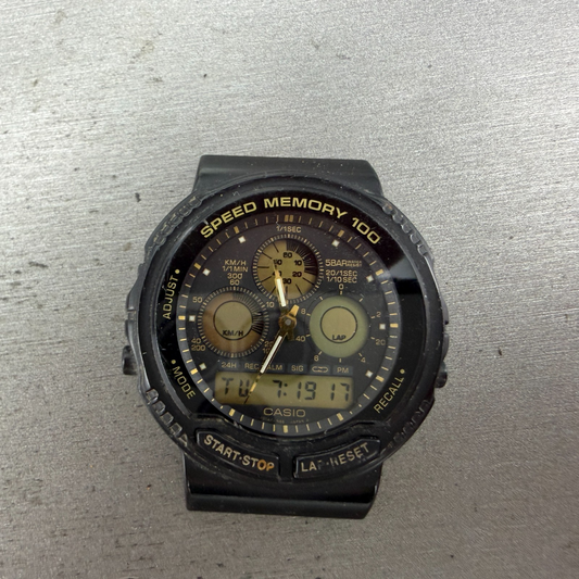 Casio Speed Memory AW-20 Watch Men 41mm Analog Digital Black Tone New Battery BH0