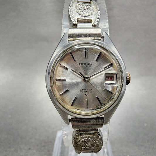 Seiko Special Watch Women 23mm Silver Dial Silver Tone Date Manual 25180090 Run0