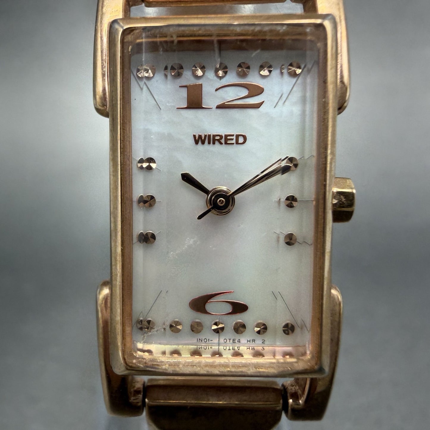 Seiko Wired Tank Watch Women 14mm MOP Dial Rose Gold Tone Rectangle New Battery1