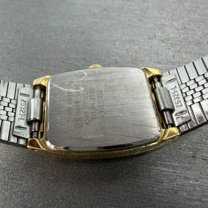 Seiko Watch Women 19mm Champagne Dial Gold Tone Rectangle 8y21-5000 New Battery79