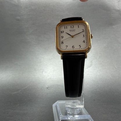 Seiko Tank Watch Men 27mm White Dial Gold Tone Square 6531-5130 New Battery 25