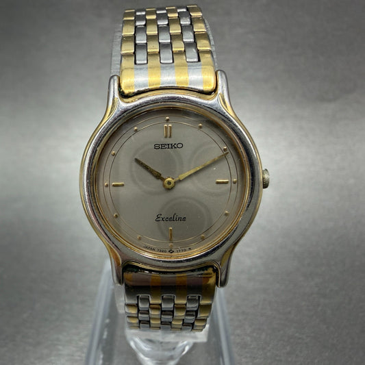 Seiko Exceline Watch Women 23mm Gray Dial Two Tone Round 7320-0350 New Battery0