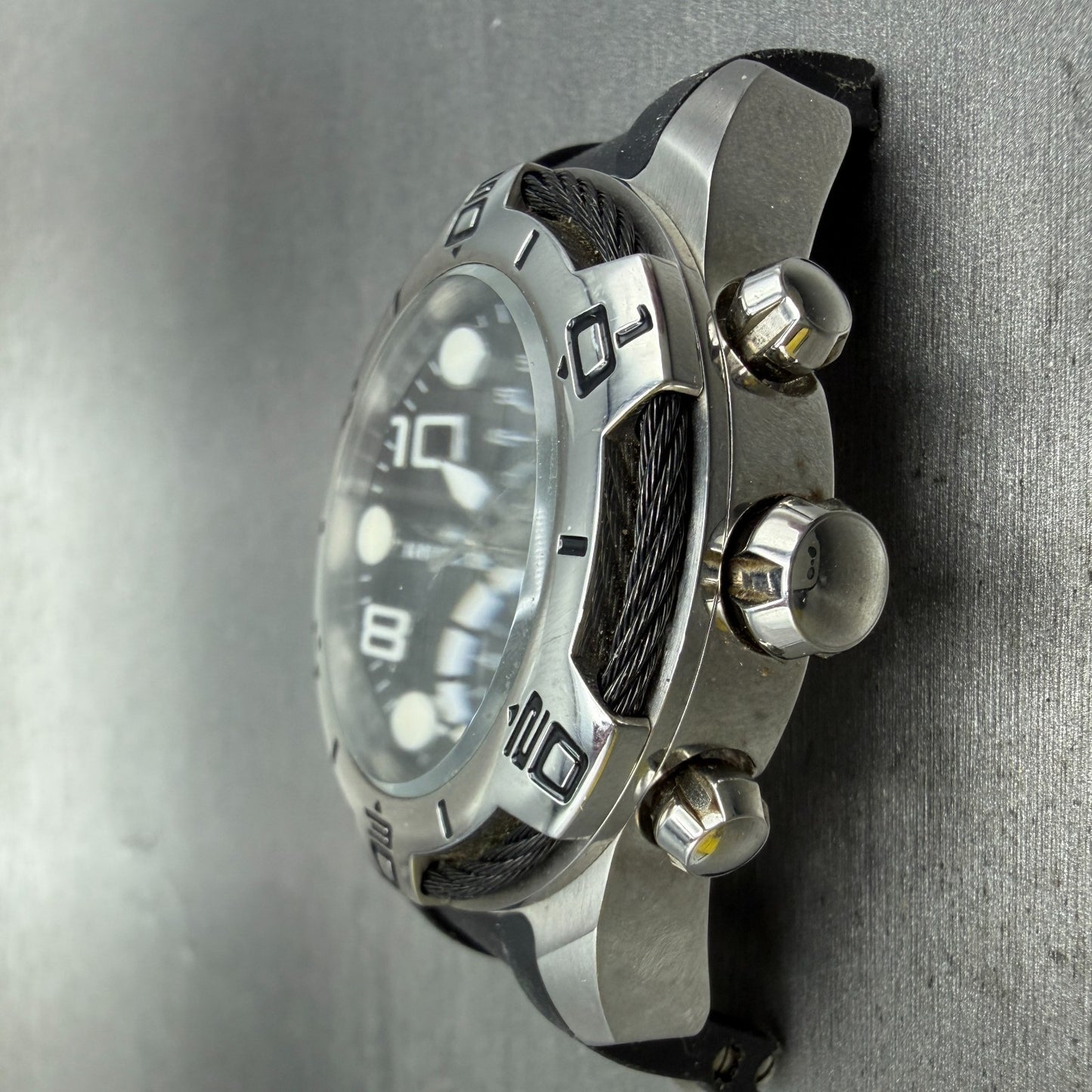 Invicta Bolt Chronograph Watch Men 50mm Black Dial Steel Date 24215 New Battery5