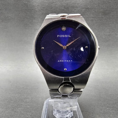 Fossil Arkitekt Watch Men 35mm Blue Dial Silver Tone Round FS-2710 New Battery6