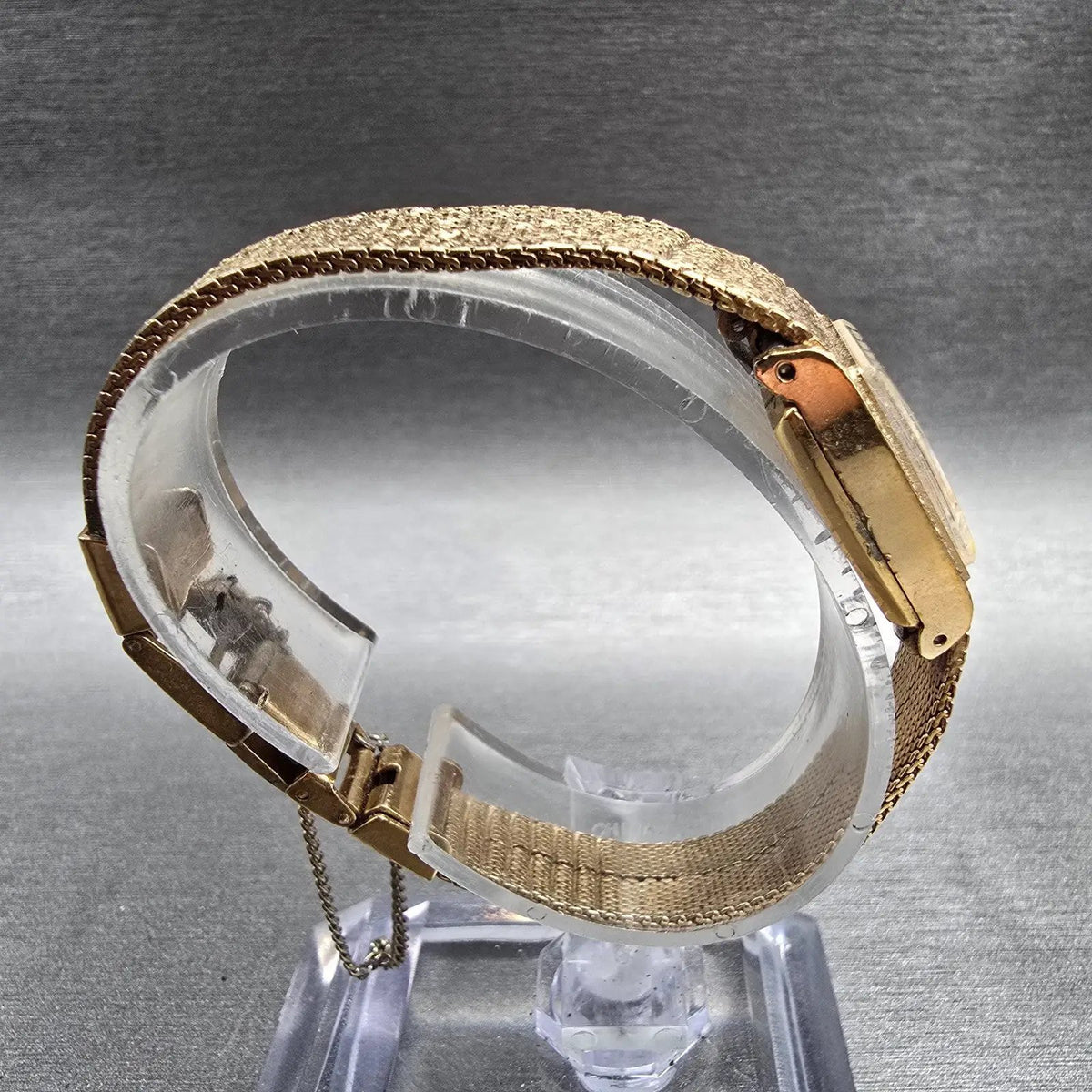 Seiko Watch Women 14mm Gold Dial Gold Tone Rectangle 11-3189 Manual Wind Works8
