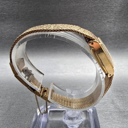 Seiko Watch Women 14mm Gold Dial Gold Tone Rectangle 11-3189 Manual Wind Works8
