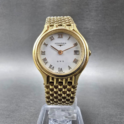 Longines QWR Watch Women 25mm White Dial Gold Tone Date Round New Battery5