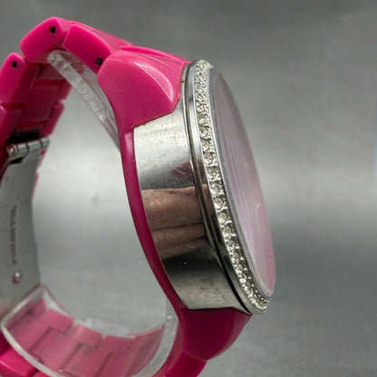 Michael Kors Ritz Watch Women 37mm Pink Dial Pink Tone Date Crystal New Battery3