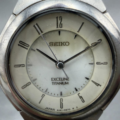Seiko Exceline Watch Women 26mm White Dial Titanium Round 4J41-0140 New Battery1