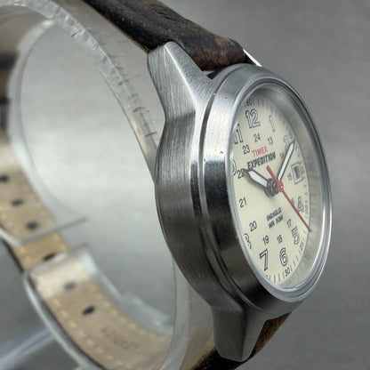 Timex Expedition Watch Women 26mm Cream Dial Silver Tone Round New Battery KL1233