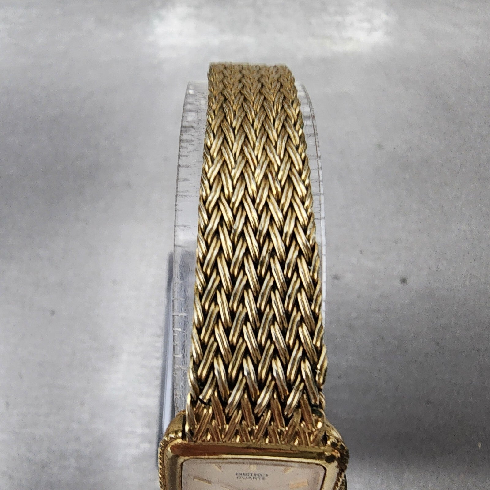 VTG Seiko Tank Watch Women 19mm Cream Dial Gold Plated Rectangle New Battery4