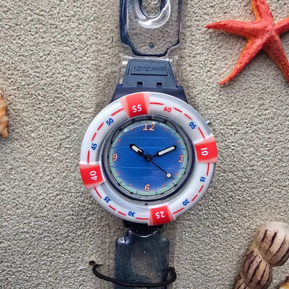 Swatch Scuba 200 Rescue Watch Men 39mm Blue Dial Blue Case SDN904 New Batt NOS4