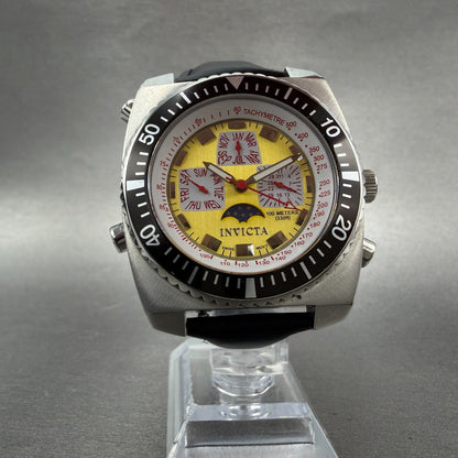 Invicta Triple Calendar Moonphase Watch Men 41mm Yellow Dial Steel 2989 Newbatt5
