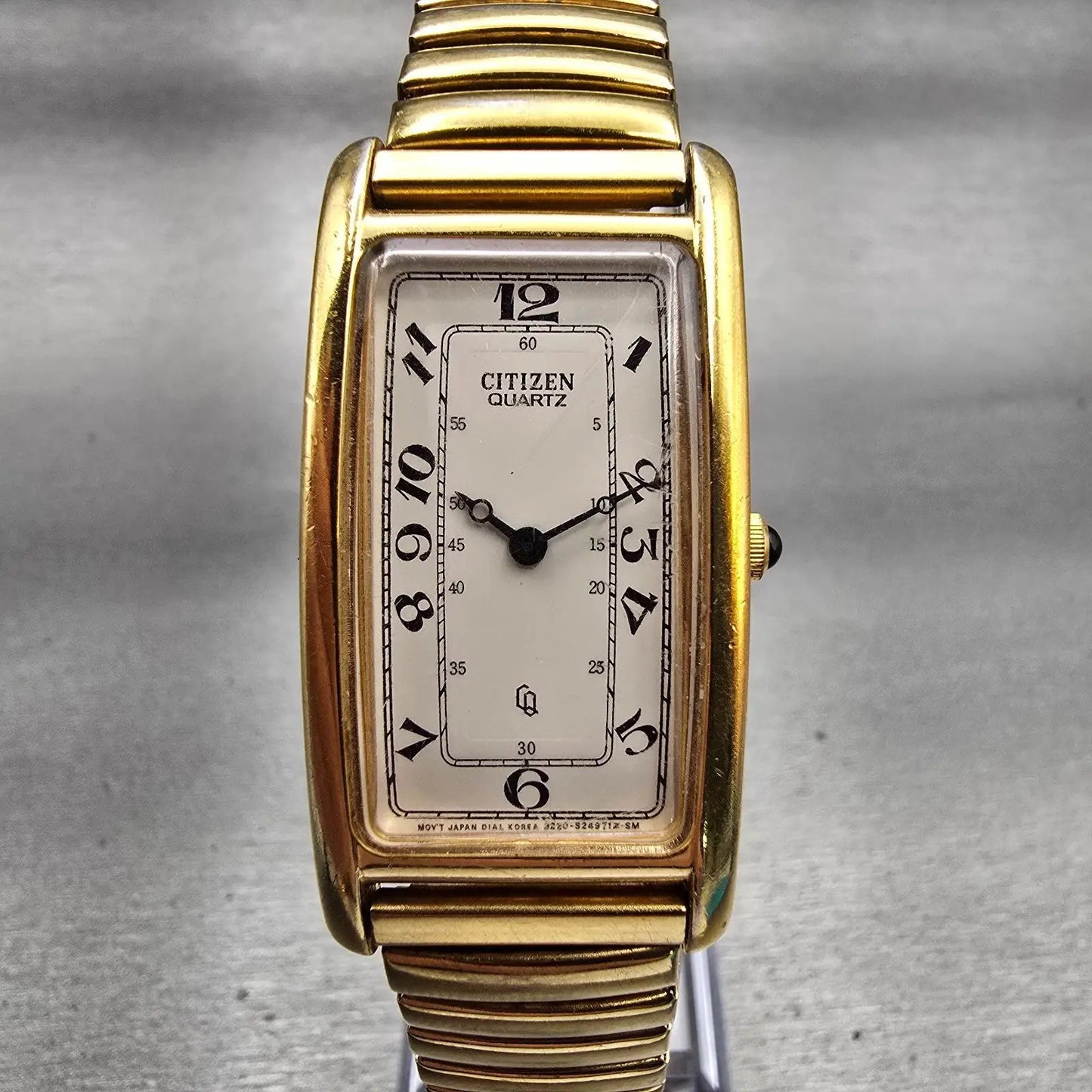 Citizen CQ Tank Watch Men 22mm White Dial Gold Tone Rectangle 3220-S07751 NewBat0