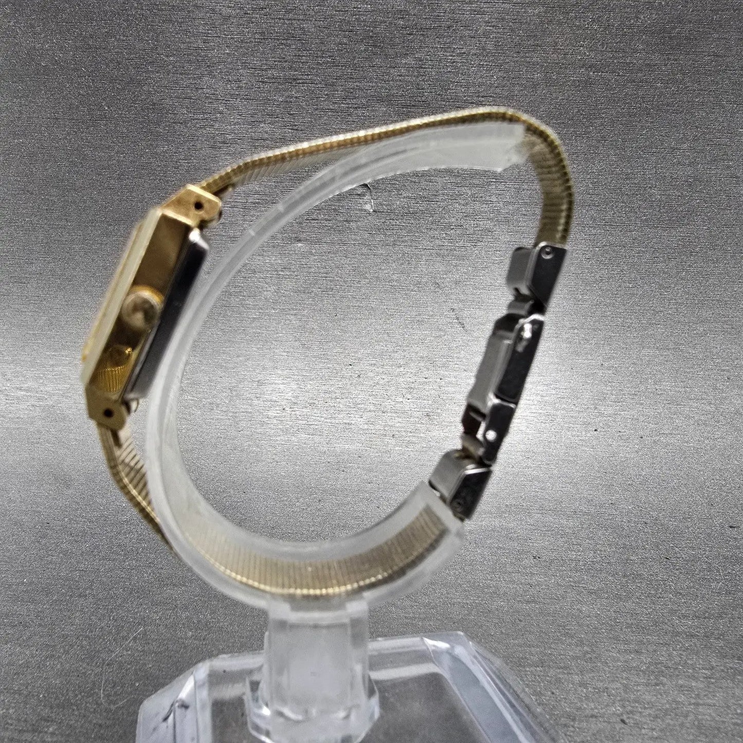 Citizen CQ Tank Watch Women 16mm Brown Dial Gold Tone 4-832931 New Battery VTG7