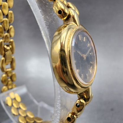 Seiko Watch Women 18mm Black Dial Gold Tone Round 1F200A29 New Battery VTG3
