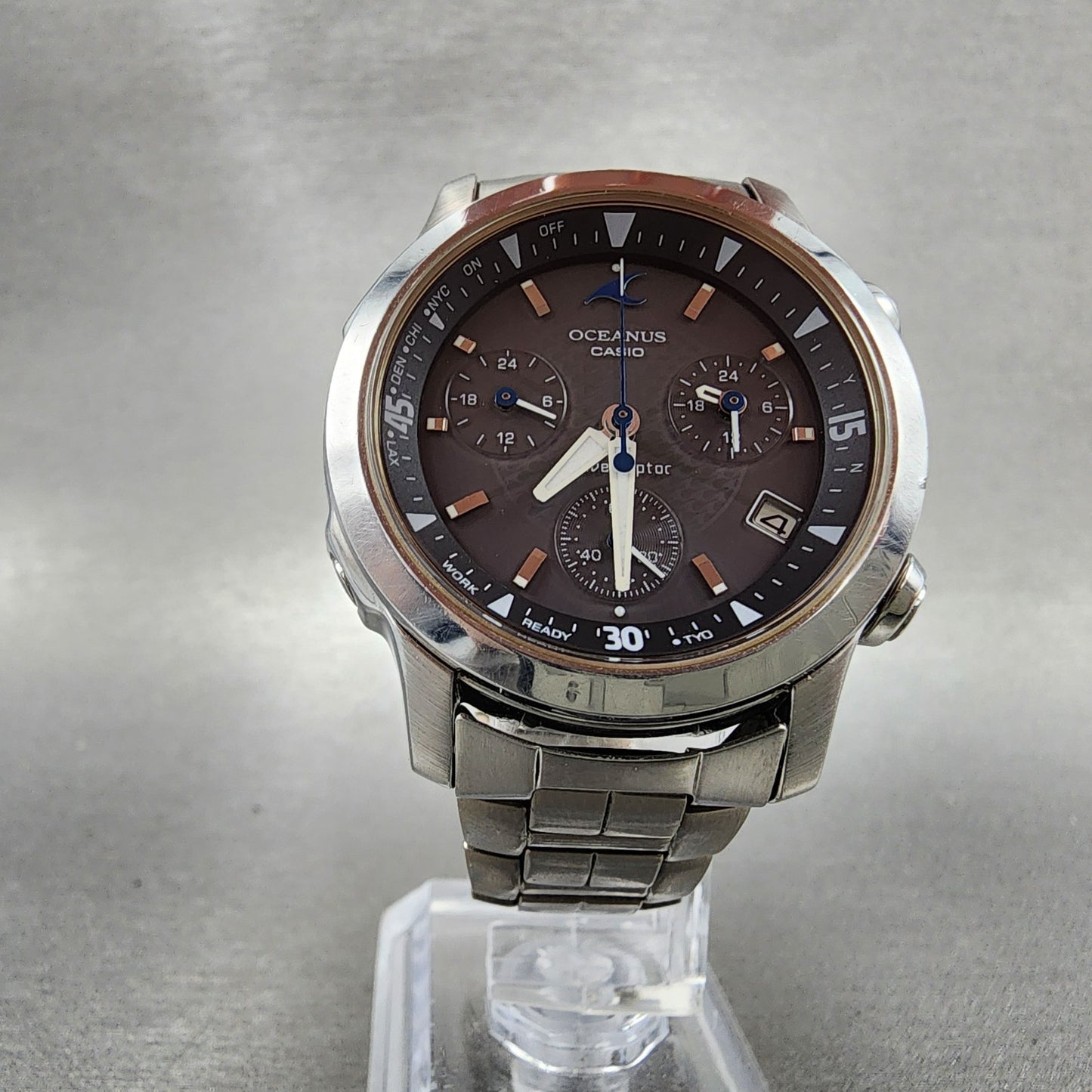 Casio Oceanus OCW10 Watch Men 36mm Black Dial Titanium Chrono Solar Works5