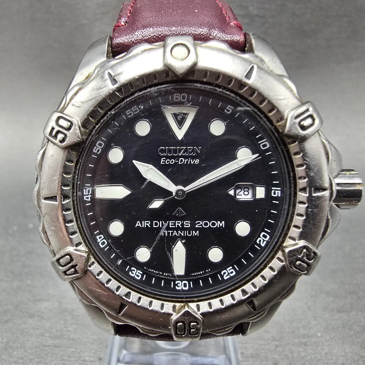 Citizen Eco-Drive Dive Watch Men 43mm Black Dial Titanium Date B872-H26035 works0