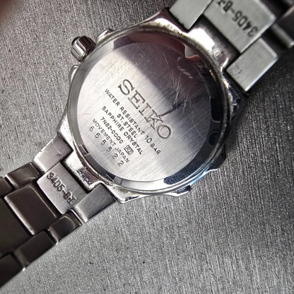 Seiko Coutura Watch Women 26mm MOP Dial Silver Tone Diamonds 7N82-0CG0 New Batt10