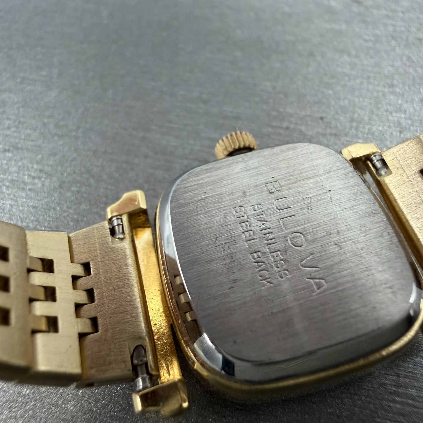 Bulova Watch Women 20mm Champagne Dial Gold Tone Rectangle Manual 7N07-001A Runs9