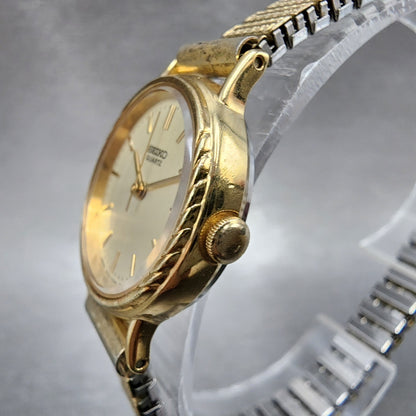 Seiko Watch Women 23mm Champagne Dial Gold Tone Round 54210060 New Battery2