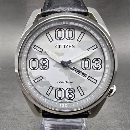 Citizen Eco-Drive 41mm White Camo Dial Steel Daydate Round AW0011-09J Works0