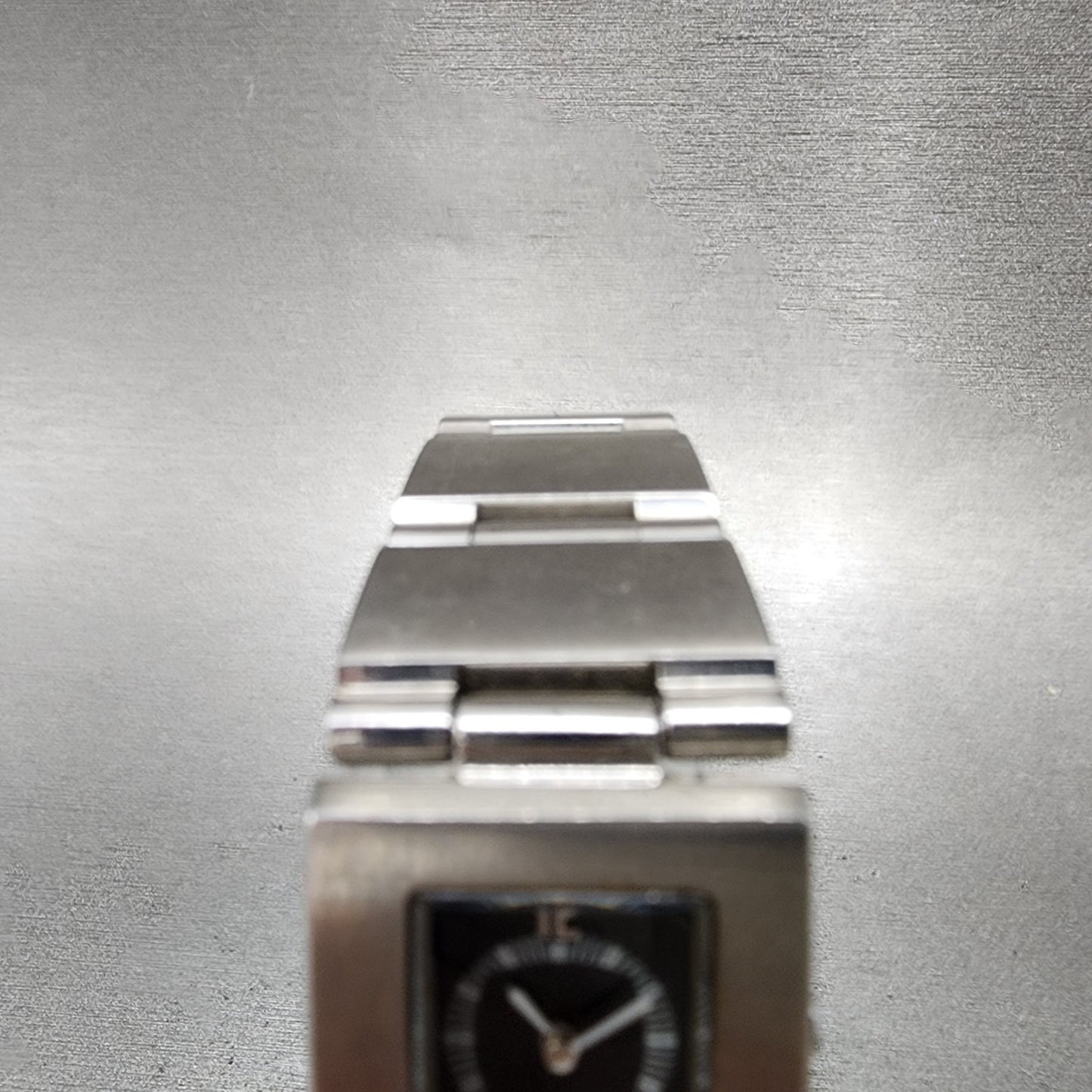 Anges B Dual Time Watch Women 19mm Black Dial Steel Rectangle New Battery4
