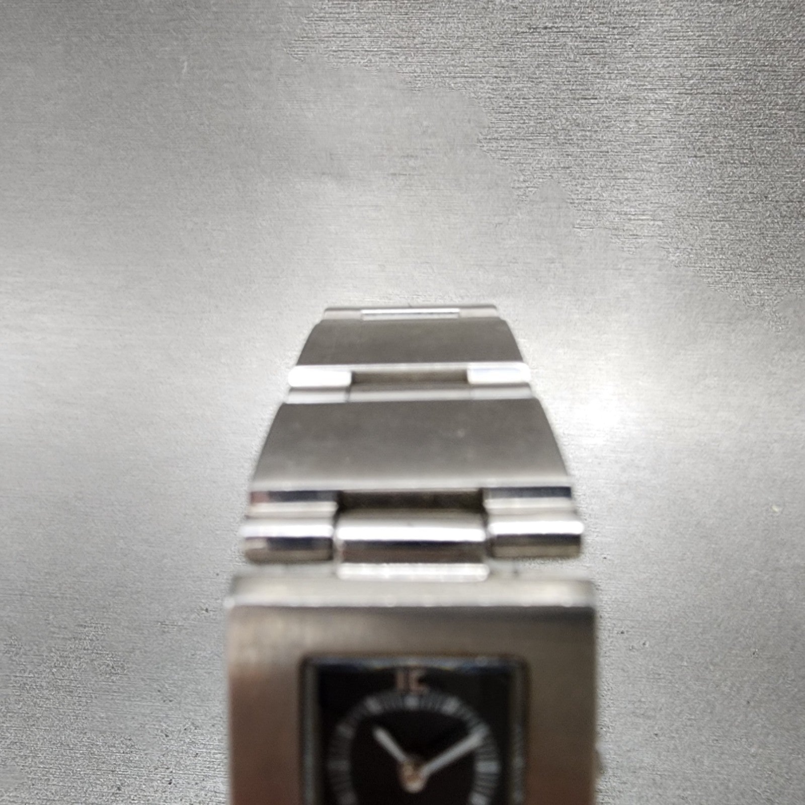 Anges B Dual Time Watch Women 19mm Black Dial Steel Rectangle New Battery4
