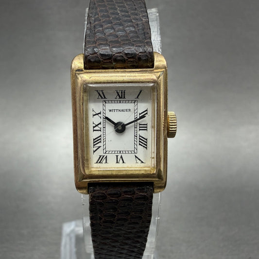 Wittnauer Tank Watch Women 16mm White Dial Gold Tone Rectangle Manual Wind Runs0