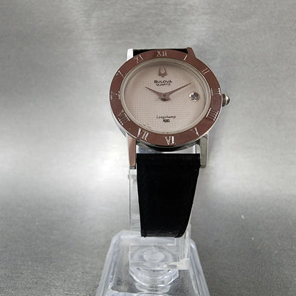 Bulova Longchamp Watch Women 25mm White Dial Silver Tone Date Round New Battery5