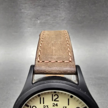Timex Expedition Scout Watch Men 40mm Cream Dial Black Tone Date Round New BattP4