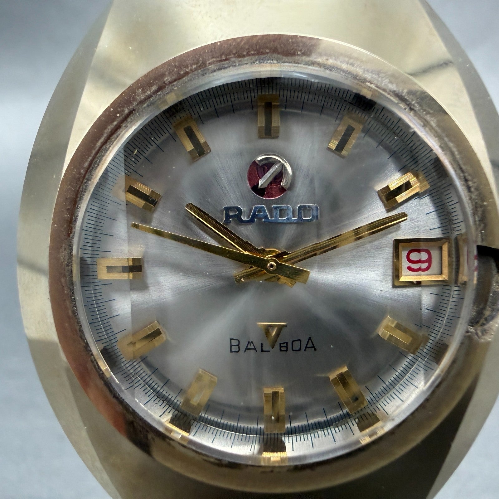 Rado Balboa V Watch Men 36mm Silver Dial Gold Tone Oval Date Automatic Runs VTG1