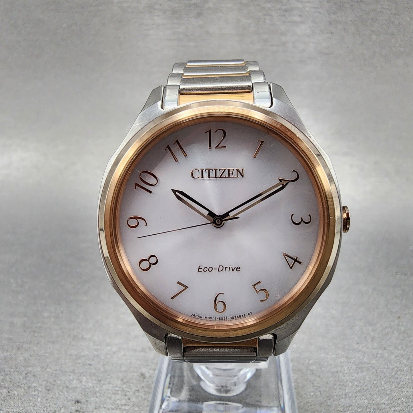 Citizen EcoDrive LTR Watch Women 36mm White Dial Two Tone Round Runs EM075653A0