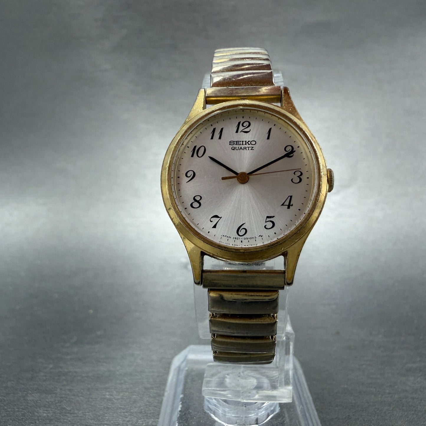 Seiko Watch Women 25mm Silver Dial Gold Tone Round 2621-0130 New Battery Vintage5