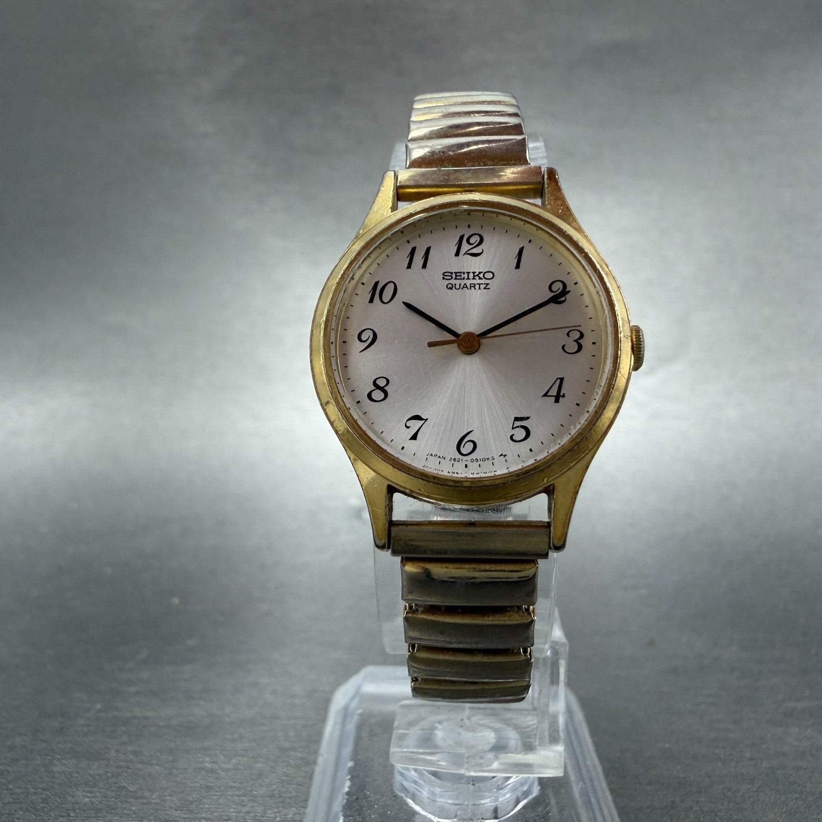 Seiko Watch Women 25mm Silver Dial Gold Tone Round 2621-0130 New Battery Vintage5