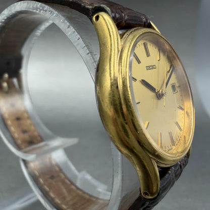 Seiko Watch Women 25mm Champagne Dial Gold Tone Date Round V782-6E50 New Battery3