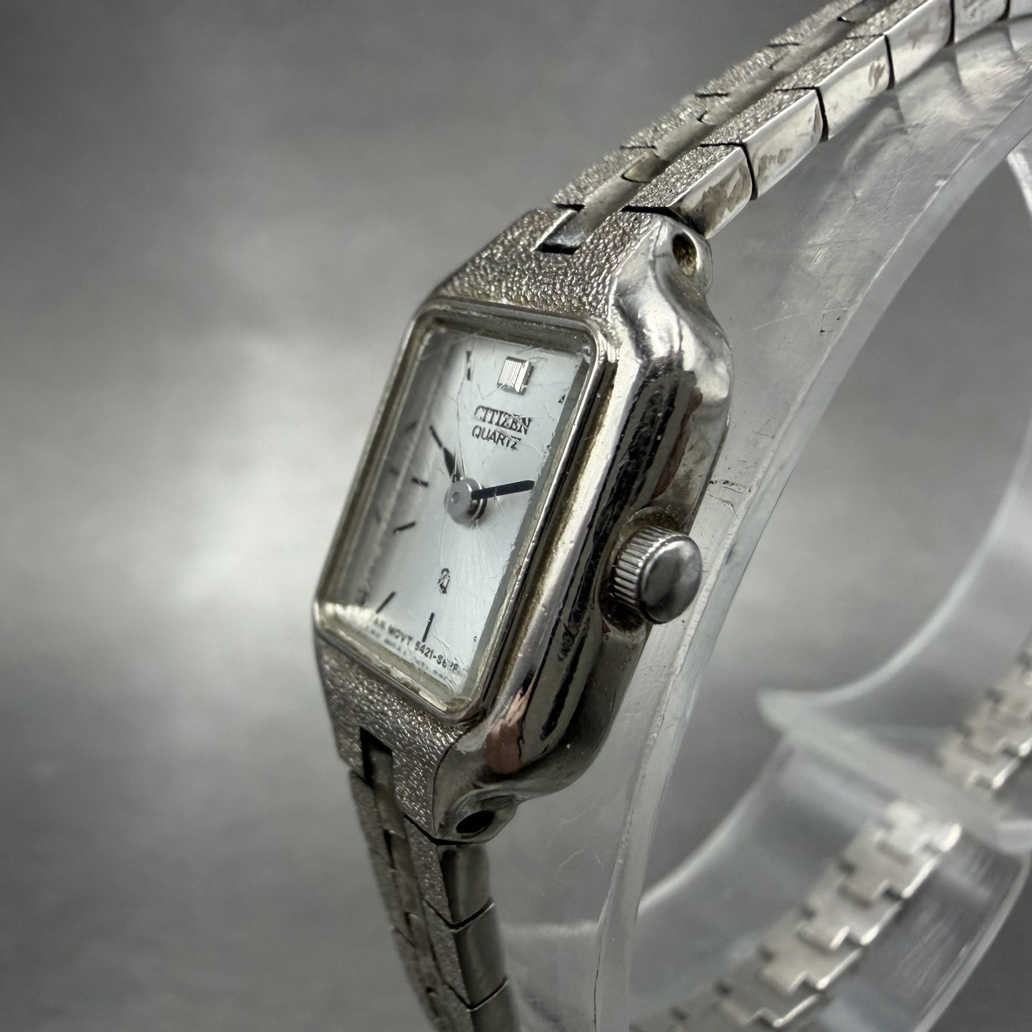 Citizen CQ Watch Women 13mm Silver Dial Silver Tone Rectangle New Battery TDW2